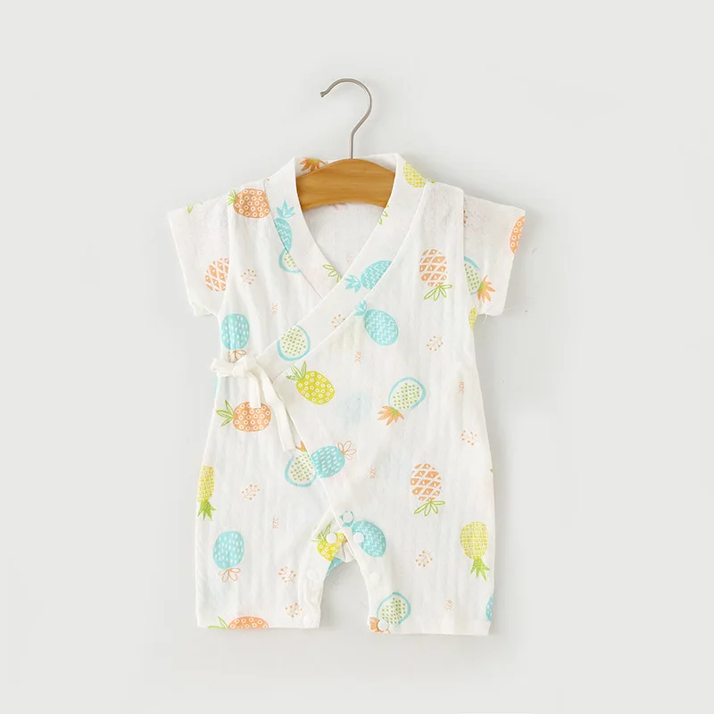 Summer Baby Girl Boys Rompers Jumpsuit Short-sleeved Floral Print  Baby Soft Rompers Newborn Infant Baby Kimono Playwear Clothes cheap baby bodysuits	 Baby Rompers