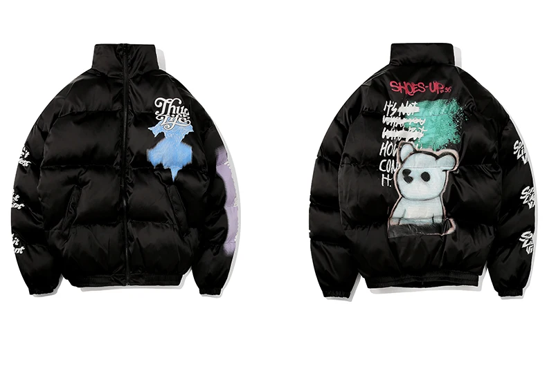 UNCLEDONJM Men's Warm Winter Jacket Funny Printed Bomber Thick Coat Male Parkas Streetwear Jackets Hip Hop Outerwear 311