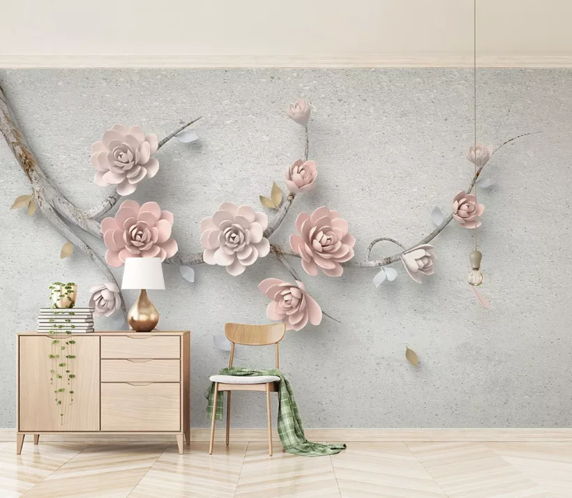 

Custom 3d embossed flowers living room bedroom background wallpaper mural