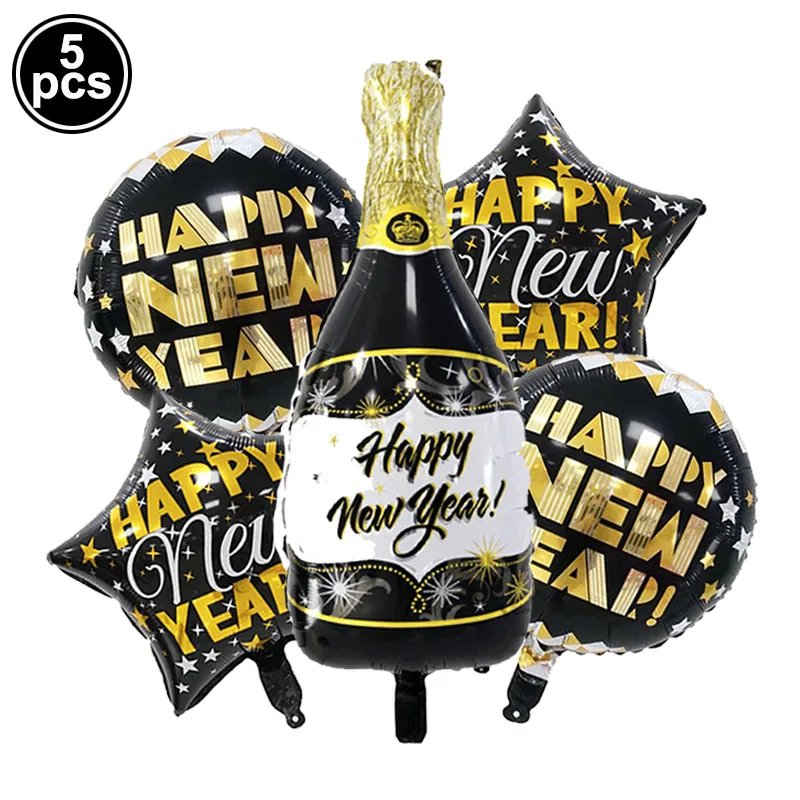 Happy год Фольга воздушные шары черная бутылка гелий Globos год s Eve вечерние принадлежности рождественские украшения воздушные шары