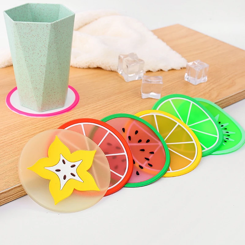 

Home Cute kitchen Cup Mat Coaster Fruit Shape Silicone Cup Pad Slip Insulation Pad Hot Drink Holder