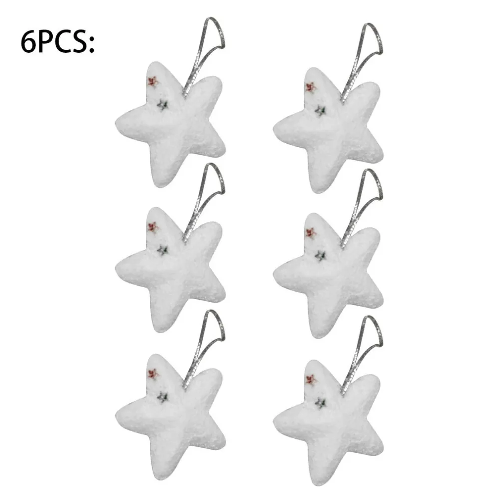 

6pcs/set Foam Star Snowball Christmas Tree Hanging Pendant Stars Ornament XMas Tree Decorations Ornaments For Home Party Gift