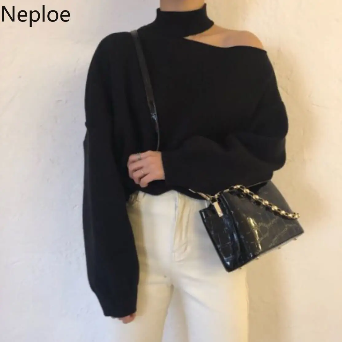 

Neploe Sexy Halter Knit Sweater Women Jumper 2019 Autumn Winter Strapless Pullover Long Sleeve Female Knitwear Pull Femme 54711