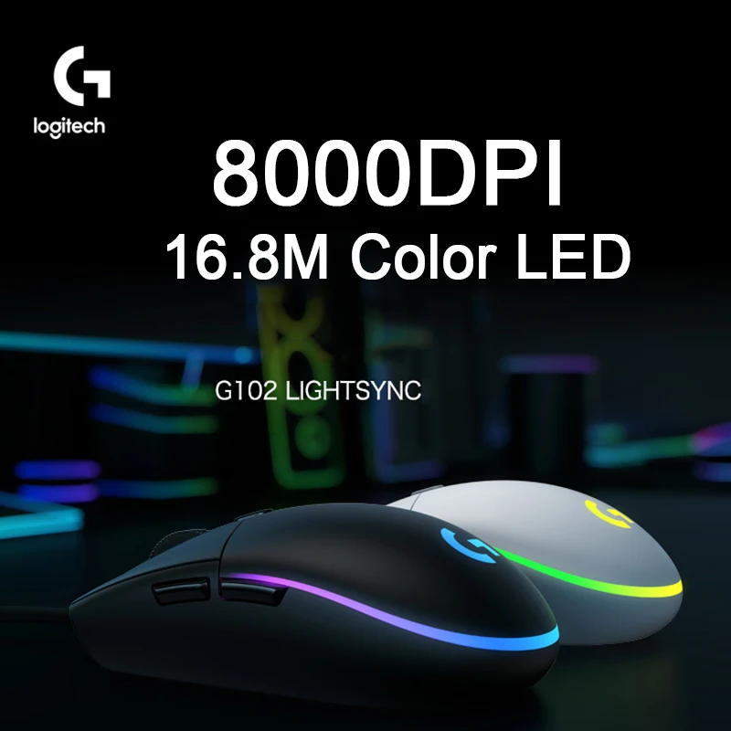 Оригинальная игровая мышь Logitech G102 IC PRODIGY/LIGHTSYNC оптическая 8000DPI 16 8 м цветной