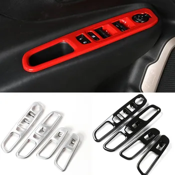 

10 sets Car Window Lift Button Protect Cover Decoration ABS Glass Lifting Panel Frame Trim Interiors for JEEP Renegade 2016~2020