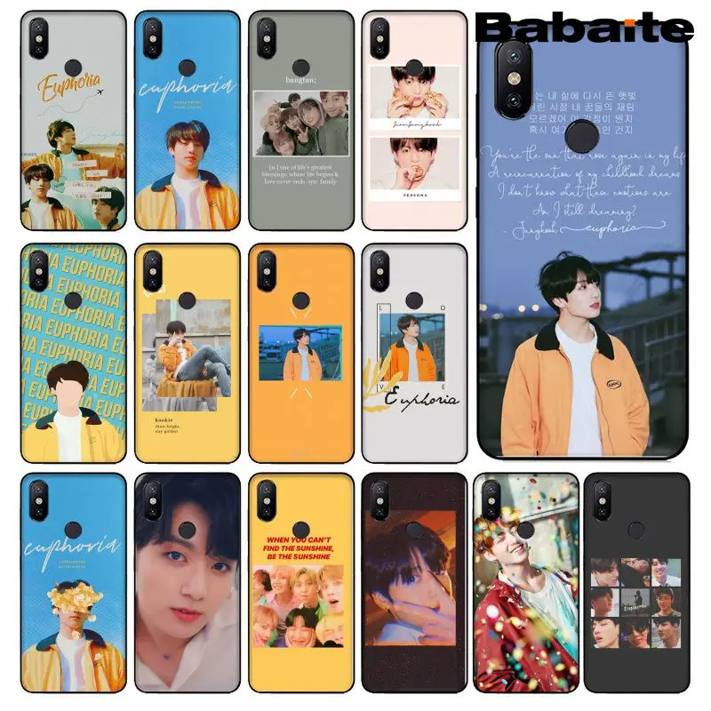 

Babaite KPOP Euphoria Jungkook Smart Cover Black Shell Phone Case for Redmi5 5 plus 6 6Pro 6A Note 5 Xiaomi Mi 6 8 8 SE Note 3