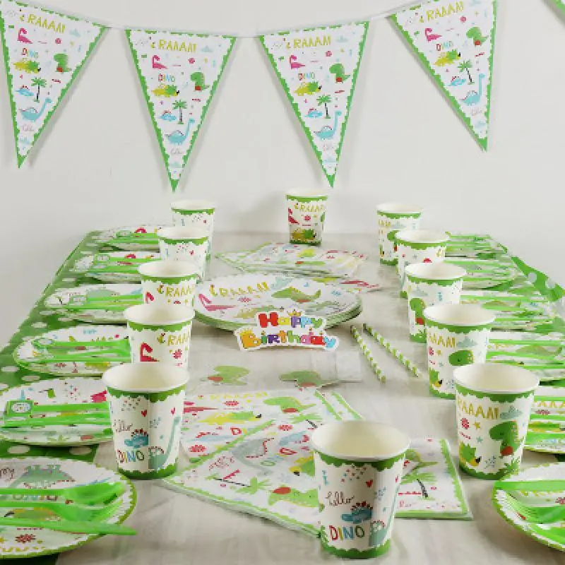 

IPOPU Dinosaur Party Disposable Tableware Sets Jungle Theme Cups/Plates Kids Birthday Party Decoration Baby Shower Supplies