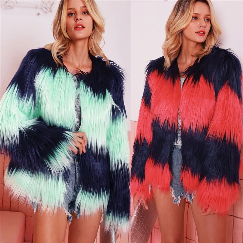 short red faux fur coat