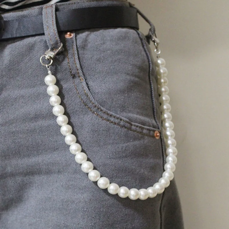 

Personalized geometric U-shaped chain imitation pearl fashion wild men and women waist chain pants chain