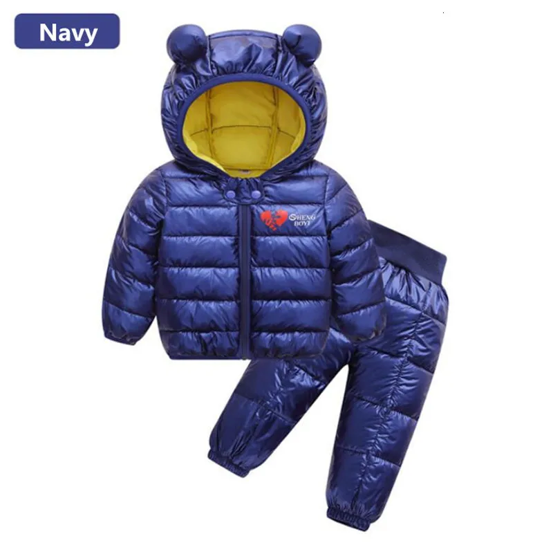 Комплект одежды для детей, осенне-зимнее пальто с капюшоном для мальчиков+ теплые штаны комплекты одежды для малышей Детский костюм Одежда для девочек, 40