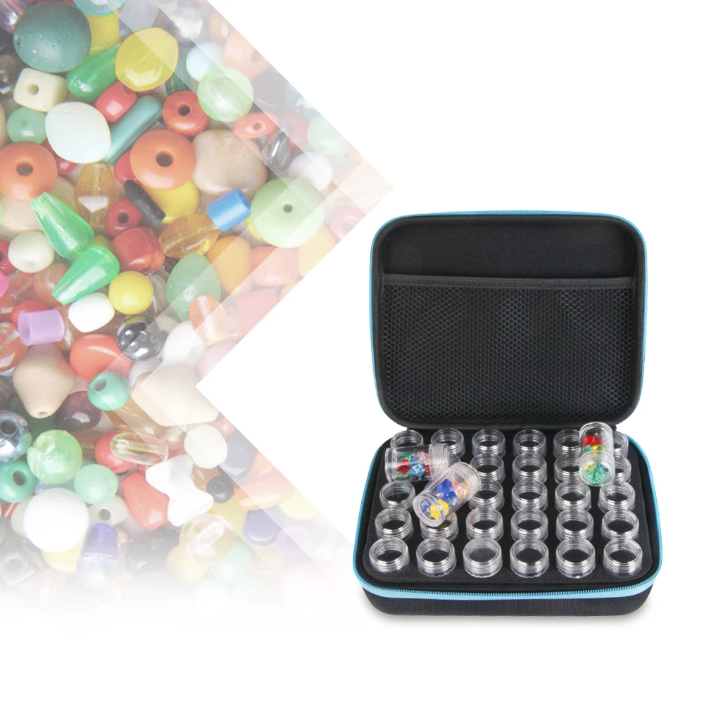 

Diamond Painting Box Tool Container Storage Box Carry Case Holder Hand Bag Zipper 30 Bottles Painting Accessory Storage Case New