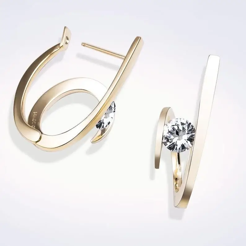 Модные массивные серьги металлические геометрические серьги для женщин серьги-кольца с цирконом Современная серьга в стиле «минимализм» ювелирные изделия