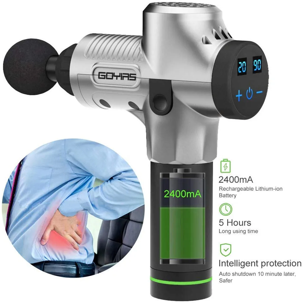 Goyirs Massage Gun Deep Tissue Percussion Muscle Massager for Pain Relief Handheld Electric Super Quiet Brushless 5