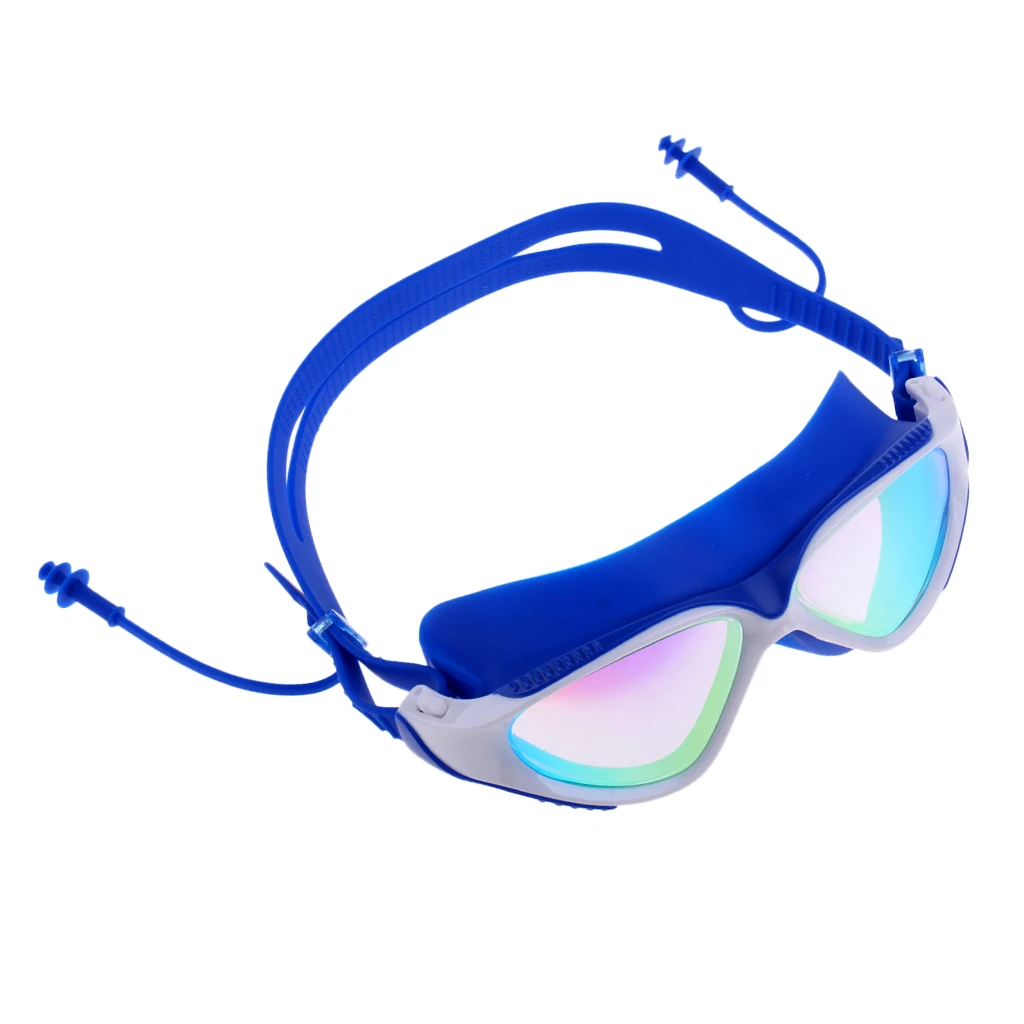 Men Women UV Protection Silicone Strap  Anti Fog Swimming Goggles Glasses with Storage Case & Ear Plugs 