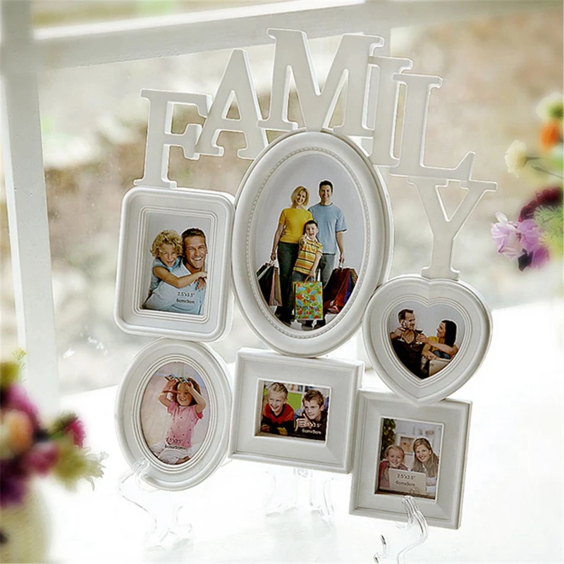 Family Photo Frame Wall Hanging 6 Multi-Sized Pictures Holder Display Home Decor Gift 30X37Cm Back Side with Pull Tabs