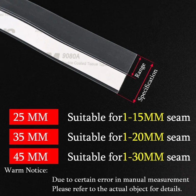 5M Sealing Strip door and window Self-Adhesive Seal strip Silicon Rubber TOP seam Windproof Silicone