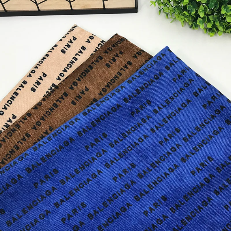 

Corduroy Strip Autumn and Winter Fabric Letters Print Polyester Fabric DIY Sewing Textile Patchwork Dress Clothing Fabric Tissu