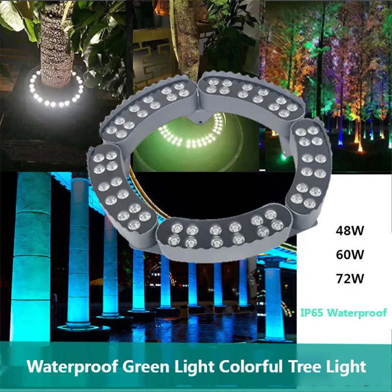 Pillar Light Tree Lights Garden Spotlight Outdoor Landscape Lighting Colorful Floodlights AC220V 72W Lamps IP66 LED Post Light