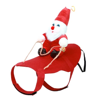 

Christmas Dog Clothes For Small Dogs Santa Claus Riding a Deer Jacket Coat Christmas Dog Apparel Costumes Funny Warm Pet Outfit