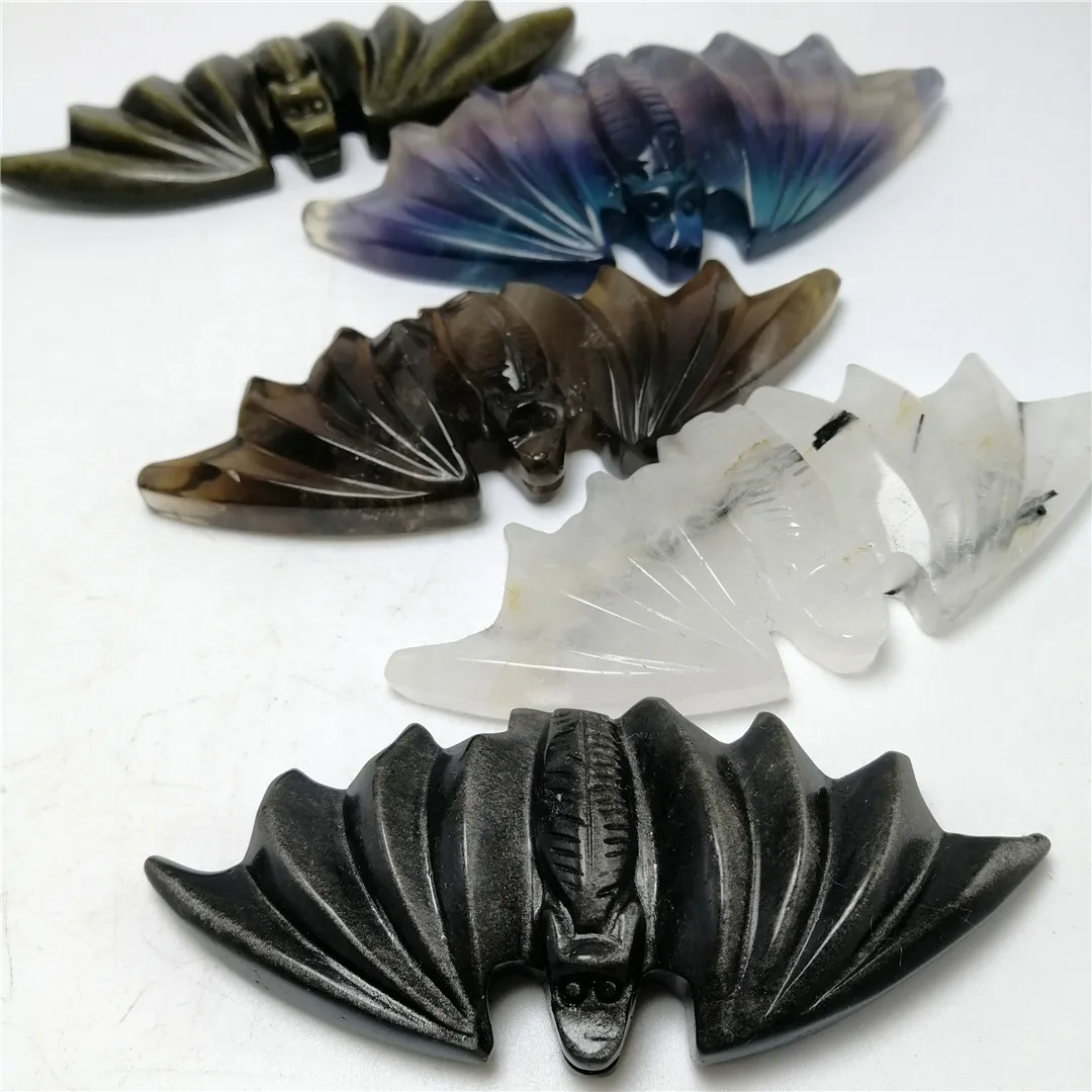 1pc Hot 100% Natural Crystal Figurine Cute Bat Ornament Healing Animal Miniature Unique Gifts Home Decoration | Дом и сад