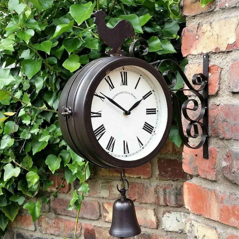 Открытый сад настенные часы двухсторонний петушок Винтаж Ретро домашний декор
