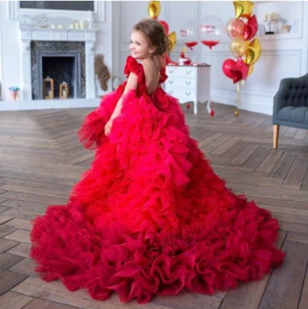 Red Cute Flower Girl Dresses Little 