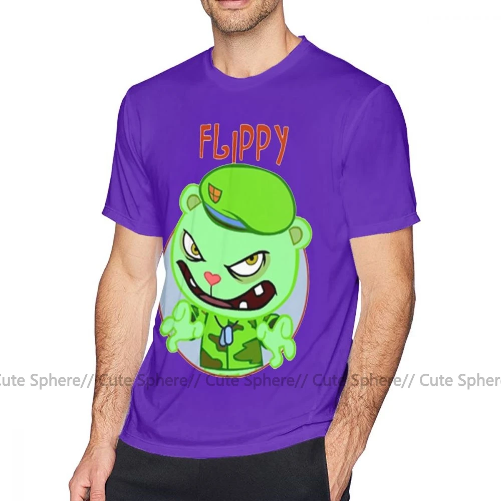 Футболка с надписью Happy Tree Friends, футболка с надписью Happy Tree Friends, Веселая футболка из 100 хлопка, футболка большого размера, Мужская Базовая футболка - Цвет: Purple