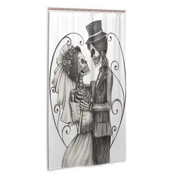

Valentines Day Two Skull Shower Curtain Polyester Waterproof 12 Hooks Fabric Modern Bathroom Home Decor SetInch