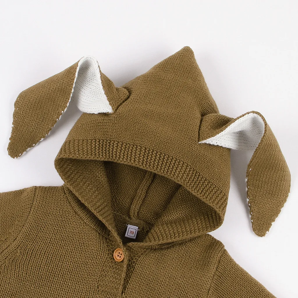 Toddler Baby Girls Winter Crochet Tops Cartoon Cute Hooded Warm Knit Sweater Cotton Soft Long Sleeve Fashion Sweater For Girls