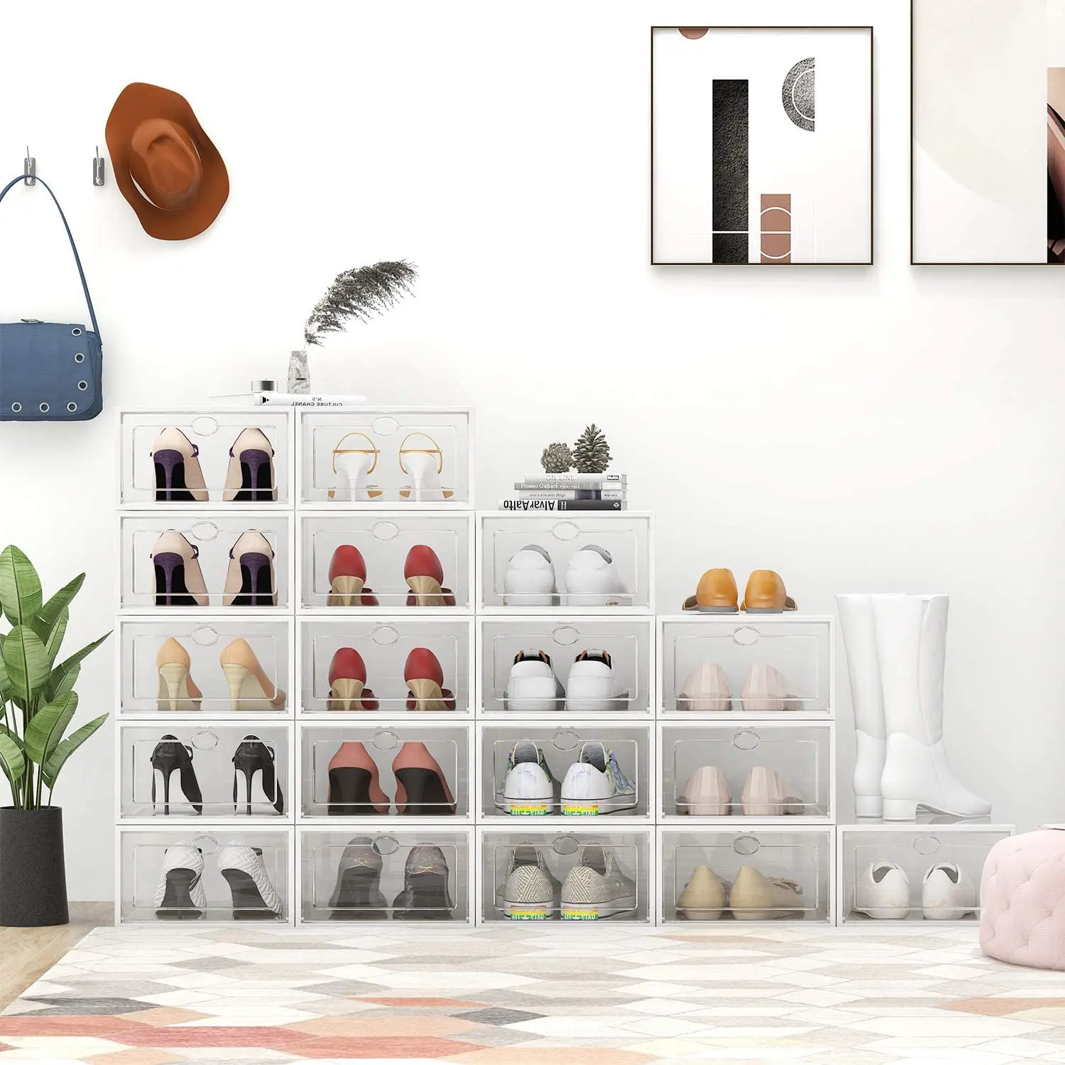 6 uds transparente caja de zapatos de almacenamiento cajón engrosada caso caja de plastico para zapatos caja apilable organizador de zapatos caja de zapatos