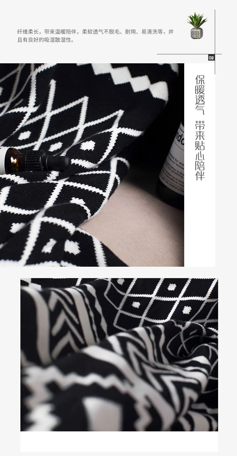 Charlotte New Style Cotton Northern European-Style Amazon Hot Selling Knitted Thread Blanket Sofa Nap Blanket Photographic Prop
