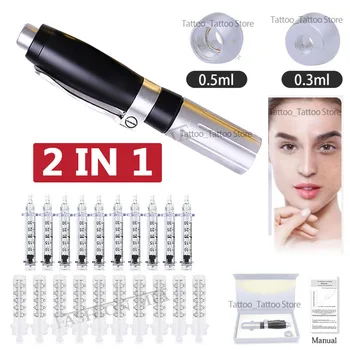 

2 In 1 Head Gold Hyaluronique Acid Pen Lip Filler Injector Noninvasive Nebulizer Meso Injection Gun Hyaluronic Pen 0.3ml &0.5ml