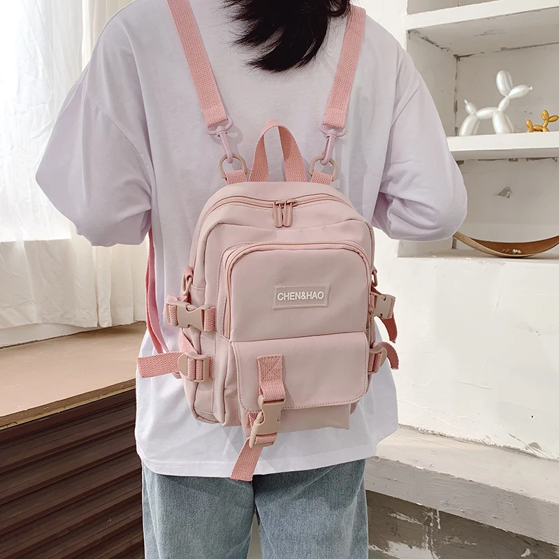 Block Color Canvas Study Backpack - 18 - Kawaii Mix