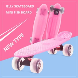 Jelly Pink 57*15cm Non-slip Skateboard Fish Board PVC Wheels PP Deck Mini Cruiser Penny Retro Board Scooter Pastel Longboard Men