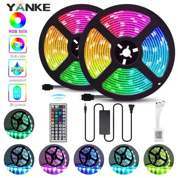 

RGB LED Strip 5m 5050 DC12V Waterproof Strip Light 30Leds/M Flexible Lighting Ribbon Tape Controller Adapter Set Tv Backlight