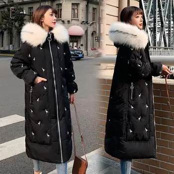 

Women Warm Wool Hooded Long Coat Ladies Windproof Fur Hooded Thicken Pocket Coats Animal Parka Padded Jackets Winter
