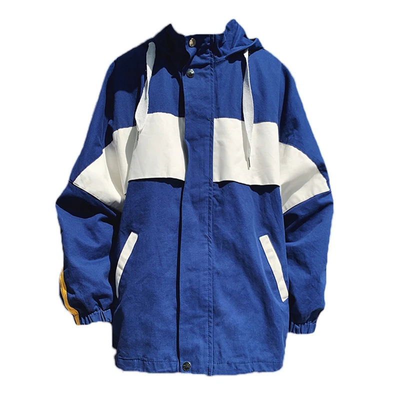 

Winter Chaopai Patchwork Streetwear Jackets Hooded Casual Loose Print Jacket Male Hip Hop Coat Same Style of Star