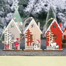 Милый Рождественский подарок настольный деревянный домик украшения шале Рождественский Декор год подвесные украшения Рождественский Декор год