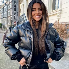

Bubble Coat Bread Coat New Fashion Pu Leather Stand-up Collar Short Jacket Winter and Autumn Women's Down Jacket Parkas Mujer