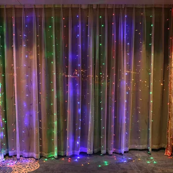 

3*3m LED String Lights Festival Wedding Home Window Curtain Decoration Lamp J8