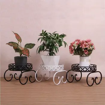 

Potted Stander Wrought Iron Home Decor Classic Style Plant Balcony Creative Round Garden Storage Rack Stand Floor Display Shelfs