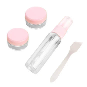 

Hot Sale 4pcs/Set Portable Series Plastic Spray Essential Oil Perfume Lotion Cream Spray Double Cover Bottle Make Up Container