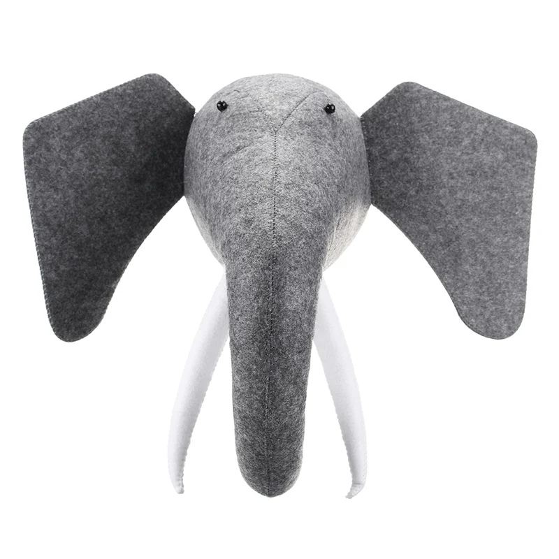 

3D Felt Animal Elephant Head Animals Head Toys Kids Bedroom Wall Hangings Decor Artwork Gifts