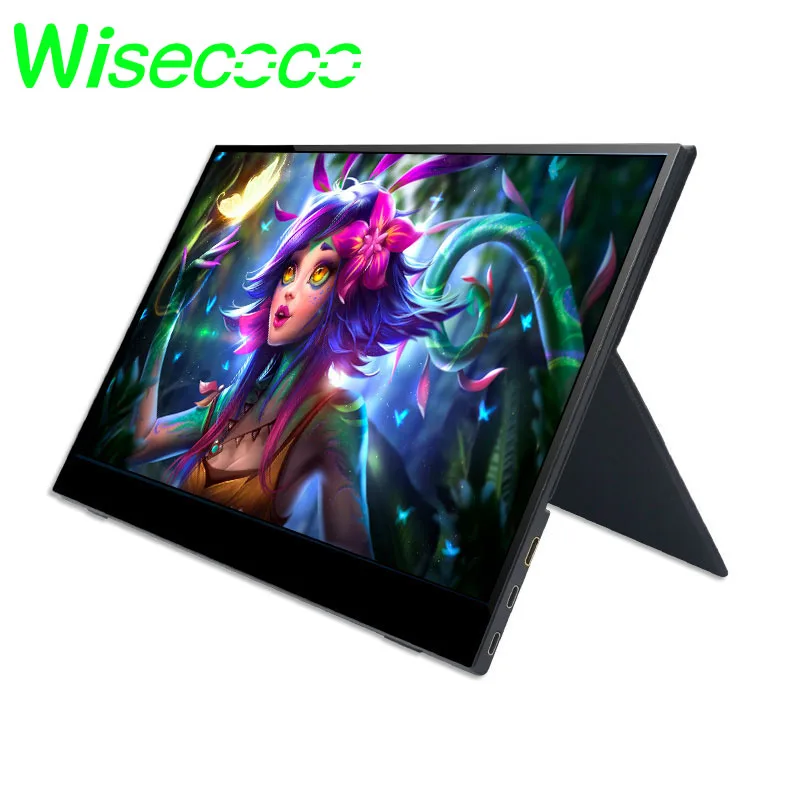 

wisecoco 15.6 inch Monitor Touch Screen Portable Monitor 1920x1080 HD IPS usb-c Built-in Speakers for Laptop notebook cellphone