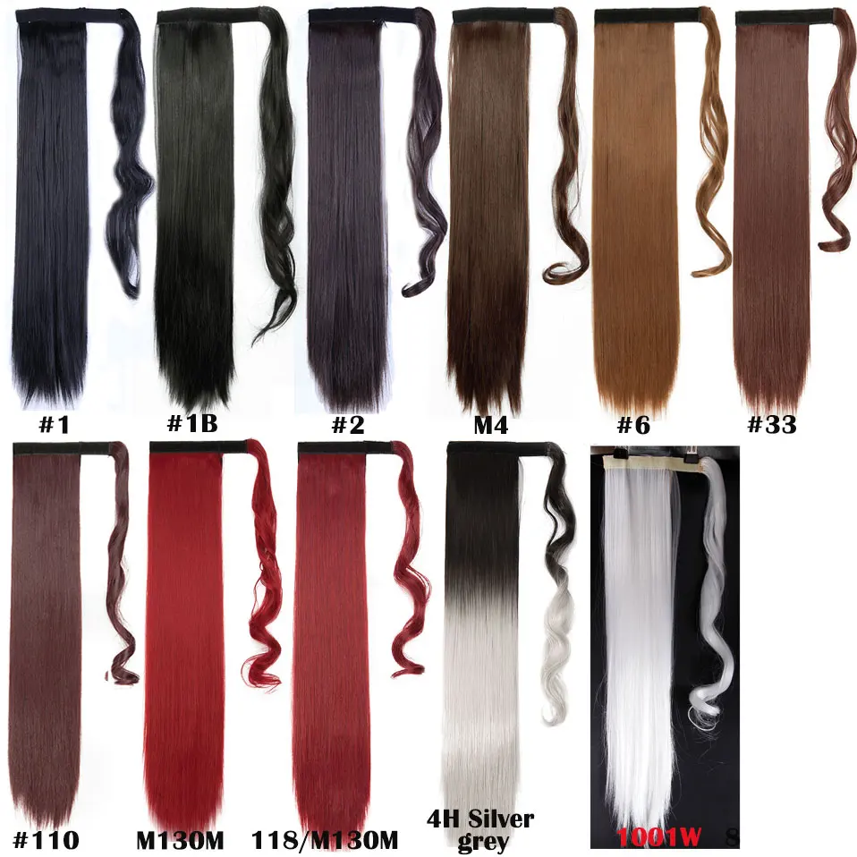 S-noilite 24'' Long Straight Synthetic Ponytail Wrap Around Clip In Ponytail Hair Extensions Heat Resistant Hair Tail 5 S-noilite 24'' Long Straight Synthetic Ponytail Wrap Around Clip In Ponytail Hair Extensions Heat Resistant Hair Tail 5