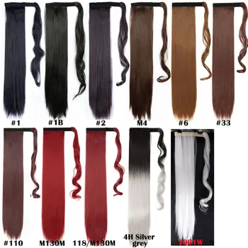 S-noilite 24'' Long Straight Synthetic Ponytail Wrap Around Clip In Ponytail Hair Extensions Heat Resistant Hair Tail 5