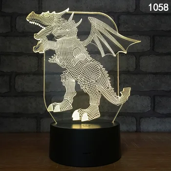 

Dinosaur 3D LED Cool Night light luminaria lampara 7 Color Change Table lamp Intelligent Home Birthday Christmas New Year Gift​