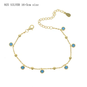 

New 100% 925 sterling silver Gold Color bracelets red blue Cubic Zircon beaded Bracelet for Women Gift Jewelry