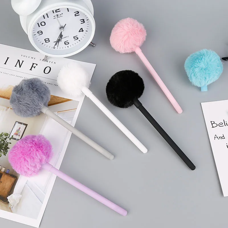 

1 Piece Colorful Plush Gel Pen Candy Color Black Ink Natural Pens 0.38 mm School Office Writing Supplies For Student Gift