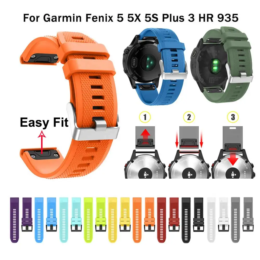 Ремешок силиконовый для Garmin Fenix 6 6X Pro 5 5X Plus 3 3HR браслет наручных часов Fenix6 Fenix5 с